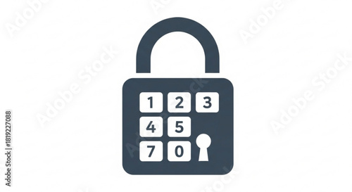 Digital padlock icon featuring a numeric keypad and a keyhole, symbolizing data protection, online privacy, and restricted access.