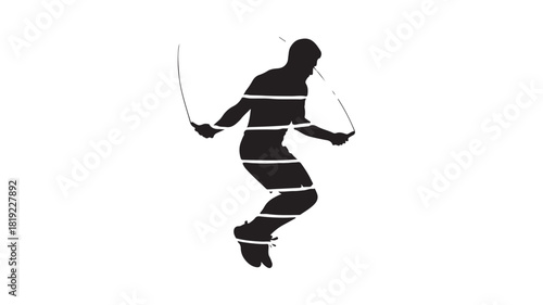 Dynamic athlete jumping rope for intense cardio workout, promoting fitness and healthy lifestyle, showcasing determination and strength with modern athletic training techniques