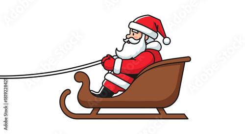 Cartoon santa claus driving a sleigh isolated on