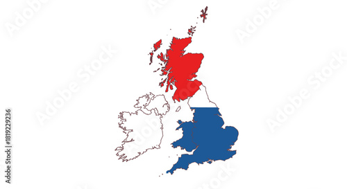 Map of the United Kingdom with Scotland and England highlighted.