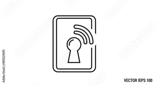 Wireless smart lock icon with keyhole and signal waves, representing modern security, digital access, and smart home technology.