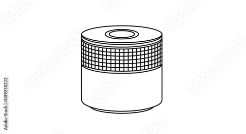 Outline drawing of a sleek portable cylindrical electronic device, such as a wireless speaker or compact humidifier, in clear line art style