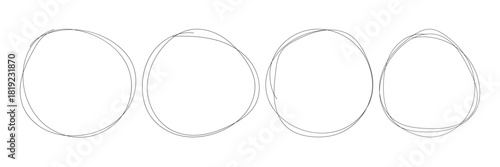 Highlight circle frames. Set of doodle ellipses. Circular vector image. Scribble ovals and bubbles to circle and highlight text. Vector illustration