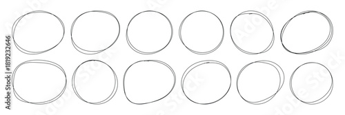 Highlight circle frames. Set of doodle ellipses. Circular vector image. Scribble ovals and bubbles to circle and highlight text. Vector illustration