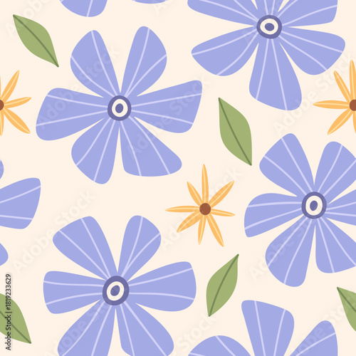 Cornflower blooms seamless pattern design