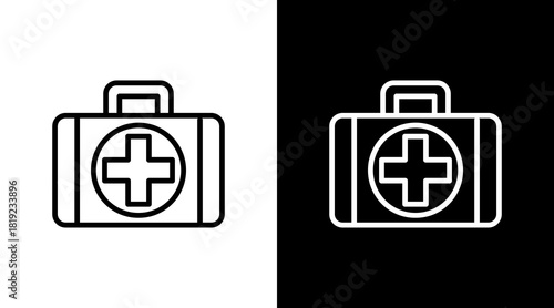 First Aid Kit  White Icon Set Design