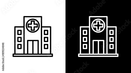 Hospital  White Icon Set Design