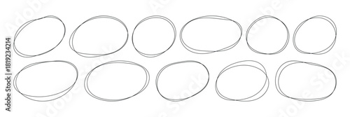 Hand-Drawn Circle Highlights. Ellipses pencil doodle style set. Doodle round circles for message note mark design element. Rough Scribble Round Shape Vector Collection