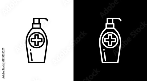 Sanitizer Bottle  White Icon Set Design