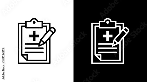 Medical Record  White Icon Set Design