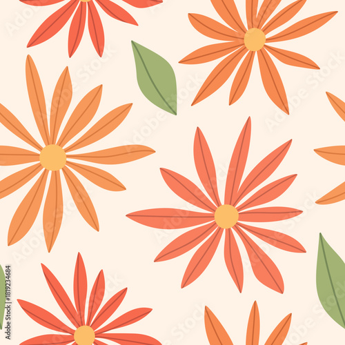 Artistic floral bloom seamless pattern