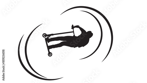 Silhouette of a daring scooter rider performing an awesome trick in a dynamic action shot perfect for extreme sports branding and youth focused marketing campaigns, evoking freedom and skill