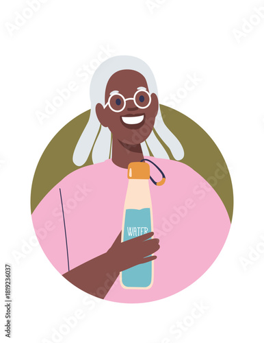 Retired woman drinking water avatar