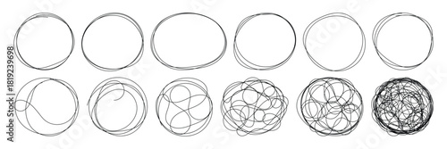 Grungy round scribble circle. Grungy round scribble circle. Scribble ovals, marker round elements. Free pencil round lines. Vector illustrator