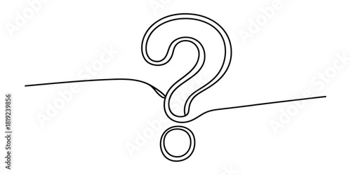 One continuous line question mark symbol minimalist art design