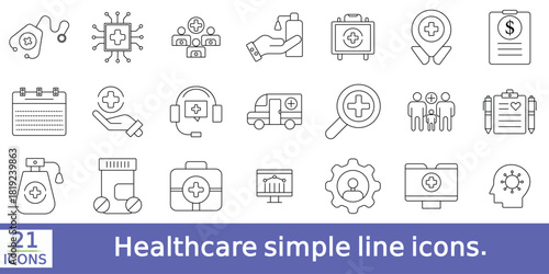 Healthcare simple line icons. Health, editable stroke icon. vector