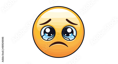 A sad and crying emoji face with big tearful eyes and a downturned mouth, conveying distress.