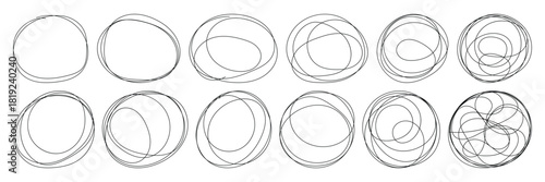 Grungy round scribble circle. Grungy round scribble circle. Scribble ovals, marker round elements. Free pencil round lines. Vector illustrator