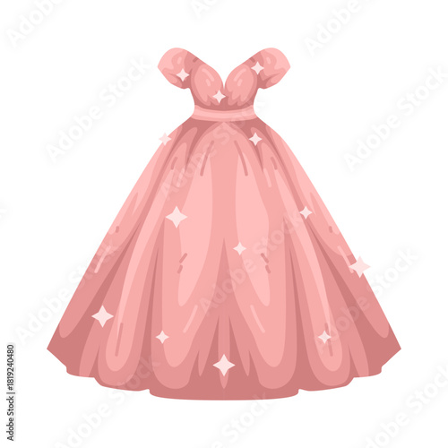 Illustration of Pink Gown with Sparkles