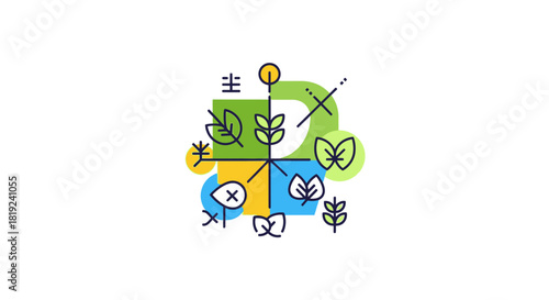Abstract illustration of plant growth and environmental balance.