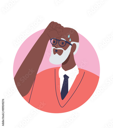 Senior man wiping sweat avatar