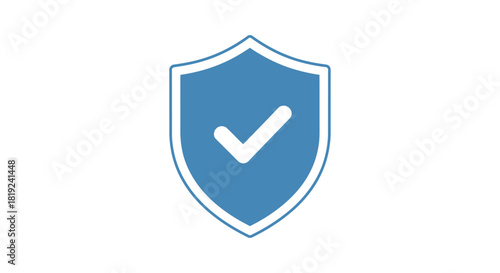 Blue Shield with Check Mark - Symbol of Protection and Verification.