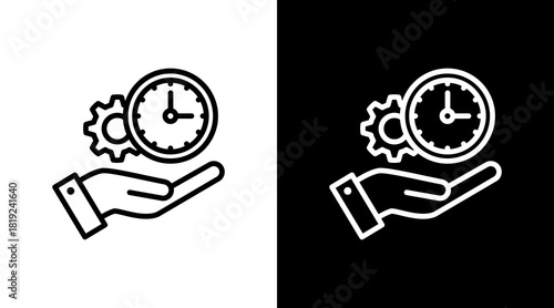 Time Management  White Icon Set Design
