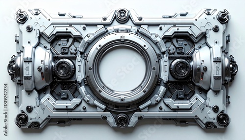 Sci-Fi Industrial Frame with Circular Mechanized Core