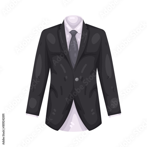 Illustration of Black Suit with Tie