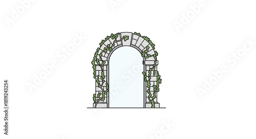 Detailed Sketch of an Ancient Stone Archway with Intricate Carvings.