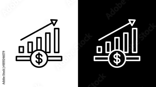 Growth Chart  White Icon Set Design