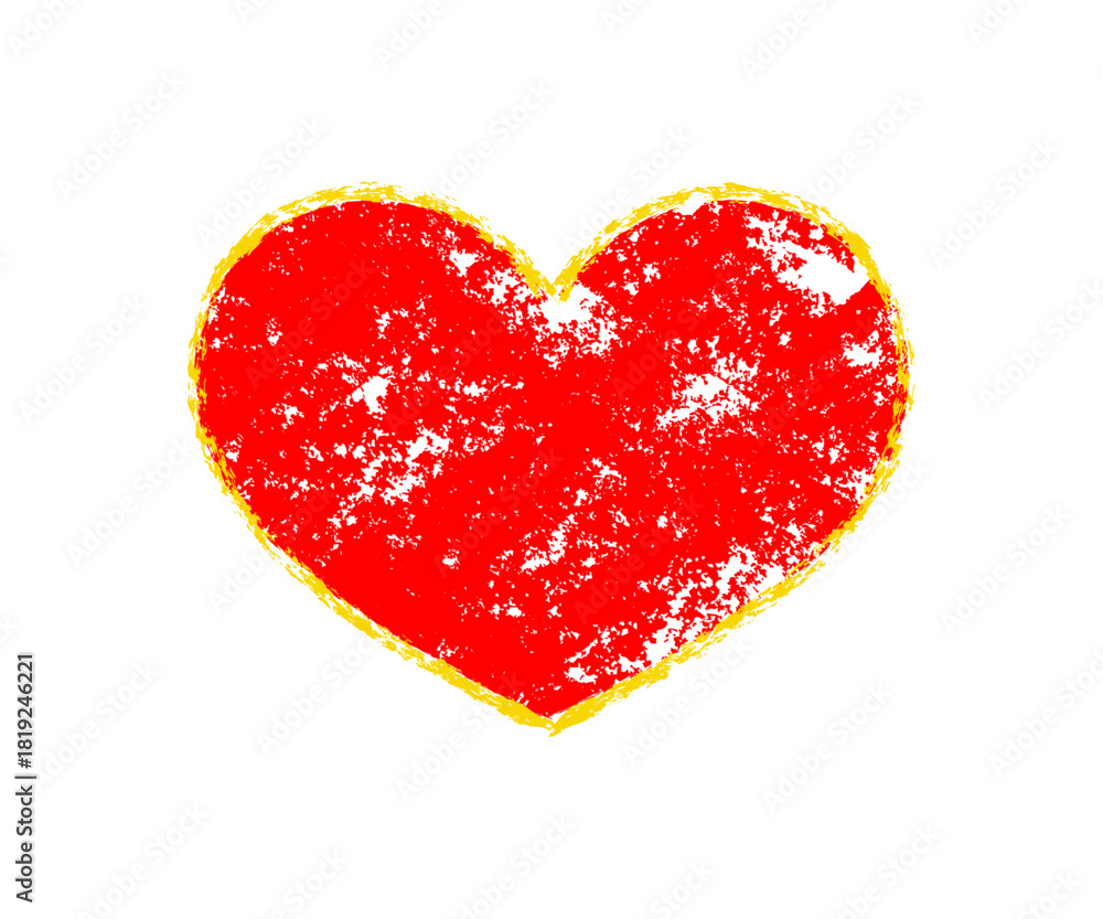 Fototapeta premium Grunge Red Heart Illustration with Rough Textured Brush Effect for love-themed cards, romantic posters, stickers, social media posts, wedding decorations, and creative digital projects.
