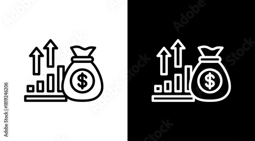 Revenue Growth  White Icon Set Design