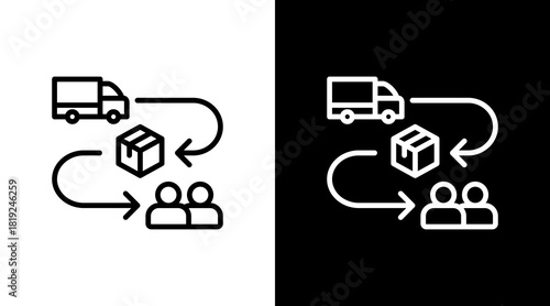 Supply Chain  White Icon Set Design