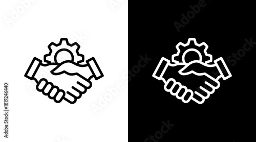 Business Partnerships  White Icon Set Design