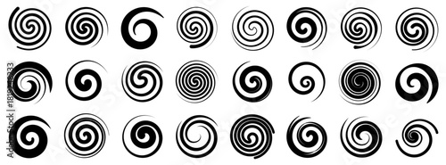 Spiral elements create a clean minimal collection with smooth motion. Each swirl shows balanced curves and simple form. This artwork suits modern abstract layouts