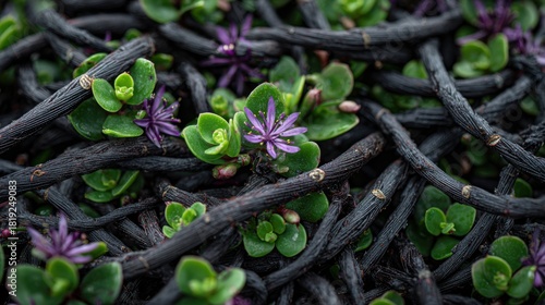 Bright plants with dark vines