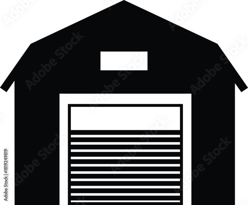 Simple silhouette icon of a garage door building