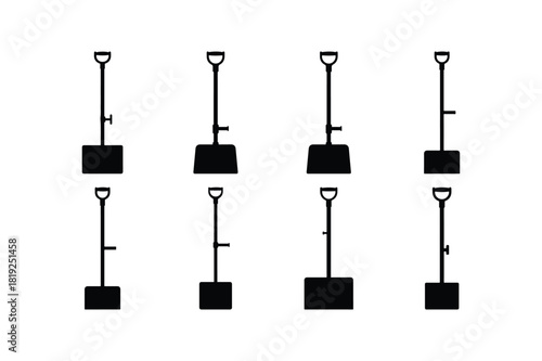 Barbells Dumbbells Vertical Set Silhouettes