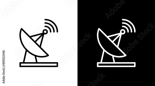 Satellite Dish  White Icon Set Design