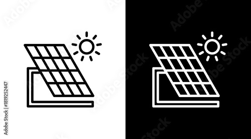 Solar Panel  White Icon Set Design