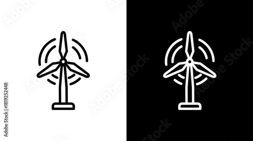 Wind Turbine  White Icon Set Design