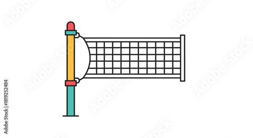 Volleyball Net and Post Minimalist Line Art Illustration.