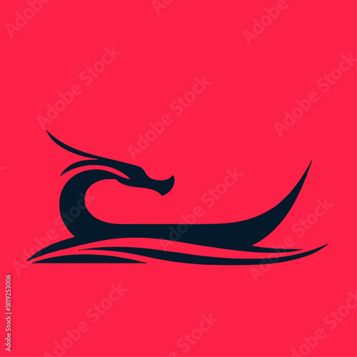 dragon boat logo simple vector