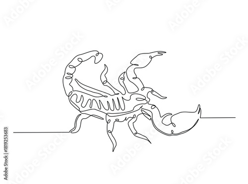Continuous line art drawing of scorpion animal. Scorpio line art illustration. Editable stroke.