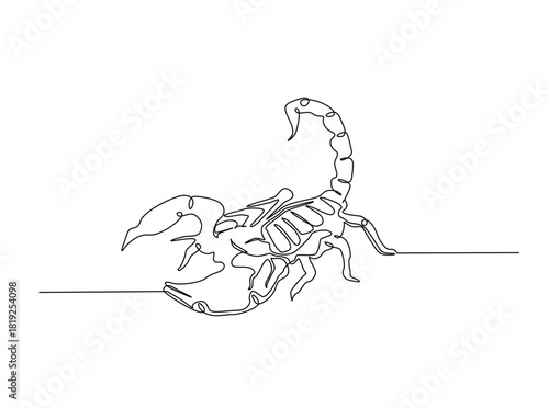 Continuous line art drawing of scorpion animal. Scorpio line art illustration. Editable stroke.