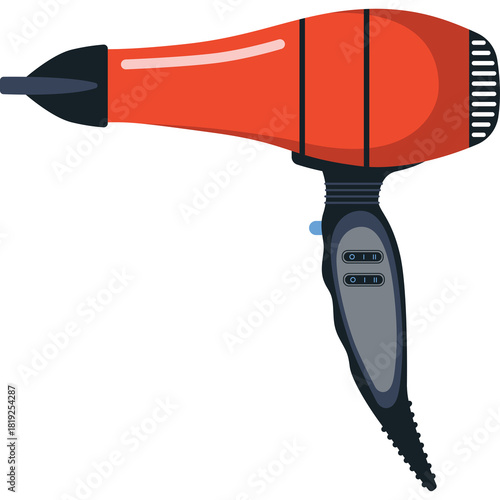 Orange and Gray Hair Dryer With Black Accents Isolated On White Background With Transparent Background