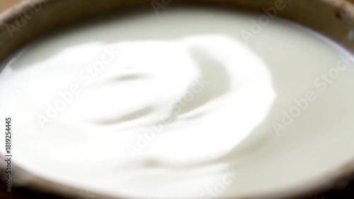 Rippling surface of buttermilk