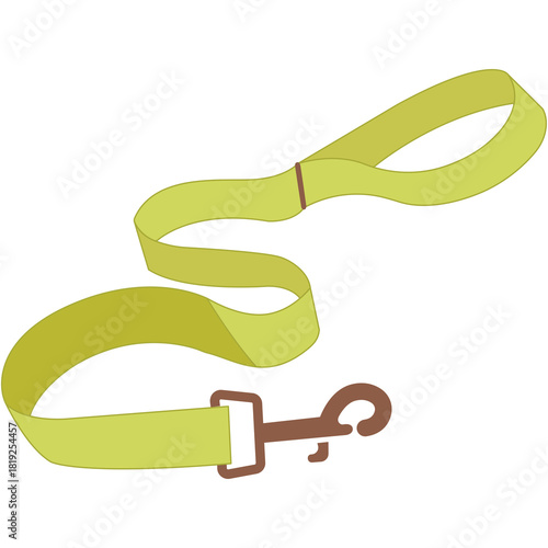 Light Yellow Pet Leash With Brown Clasp And Loop On A Transparent Background Representing Pet Walking And Outdoor Activity