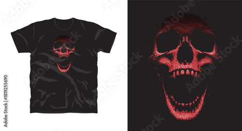 Screaming Skull Vector Graphic t-shirt Design in Red